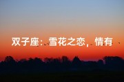 双子座：雪花之恋，情有独钟？