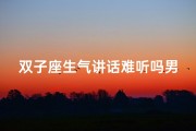 双子座生气讲话难听吗男生;双子座男生生气讲话为何如此难听？