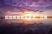 姐姐属猪弟弟属龙，合得来吗？