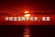 许姓宝宝两字名字，寓意美好，传承家族荣耀
