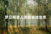 梦见帮老人洗短裤啥意思-梦见给老人洗衣服是什么预兆