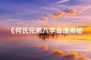 《何氏兄弟八字命理揭秘：命运轨迹深度解析》