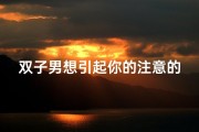 双子男想引起你的注意的表现;《双子座男心急火燎，速定关系真相揭秘》