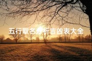 五行取名分析吉凶表大全宝典揭秘
