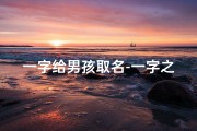 一字给男孩取名-一字之妙，男宝宝命名新风尚