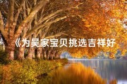 《为吴家宝贝挑选吉祥好名，寓意美好未来》