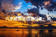 八字起名吉凶方位表：揭秘姓名风水奥秘图解