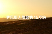 梦见别人要给我45万块钱;梦见别人要给我45万块钱啥意思